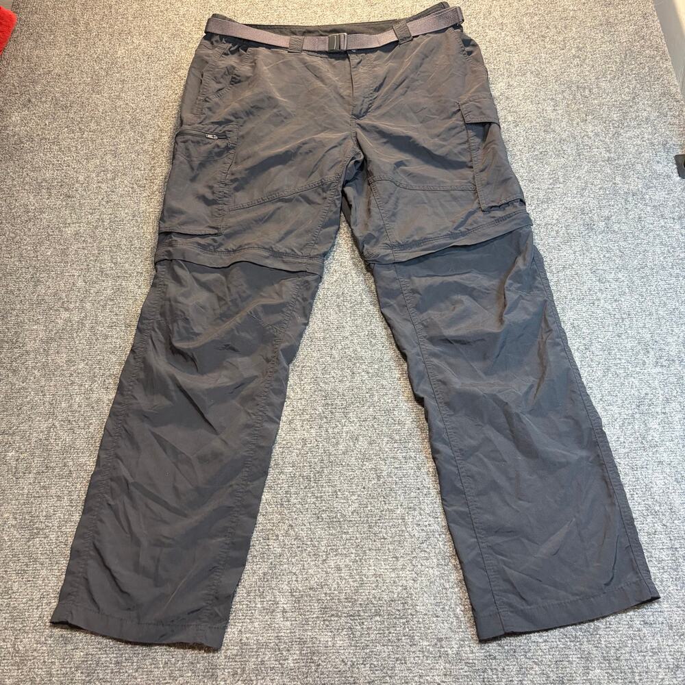 Columbia Mens 38x32 Black Silver Ridge Convertible Cargo Hiking Pants Zip Off